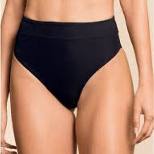 Maaji Suzy Q High Rise/High Leg Bikini Bottom - Midnight Black (reversible)